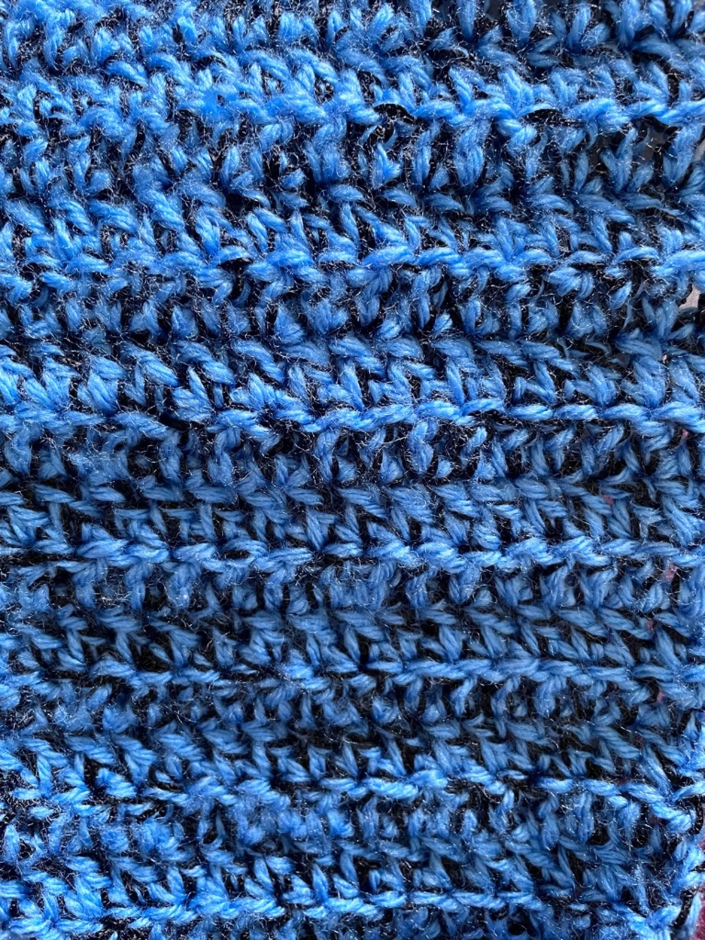 61”-long, 6”-wide Blue-yarn, Black-fringe Homemade Scarf